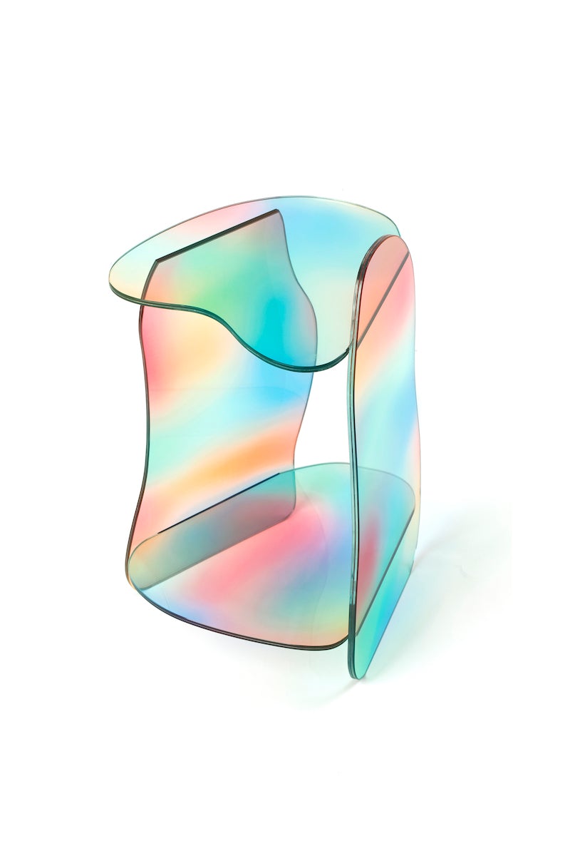 Dolmen Dichroic Sculpted Glass Side Table Tables Studio Chacha 