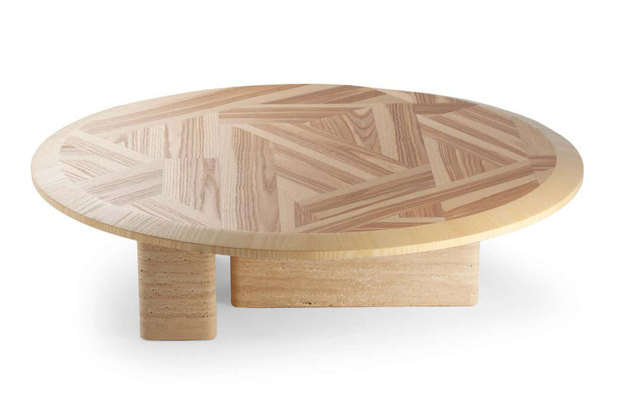 Dooq L'Anamour Wood and Travertine Coffee Table