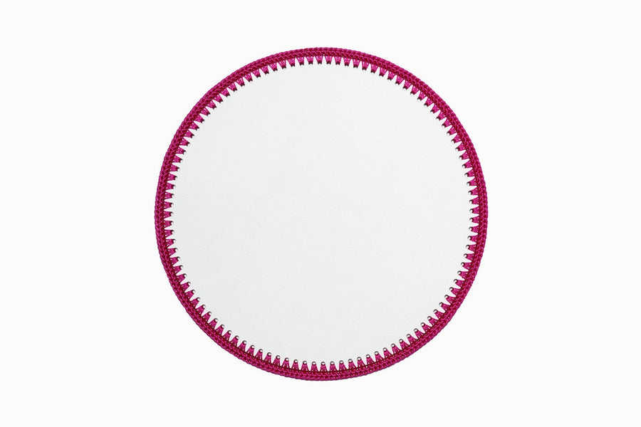 Round Rochelle Leather and Crochet Placemat Placemats Pigment 