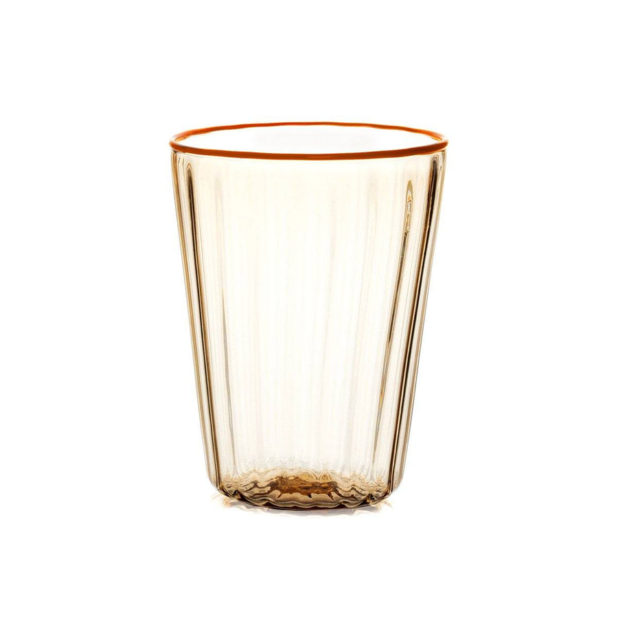 STORIES OF ITALY COSTE CORALLO ORANGE RIMMED WATER GLASS