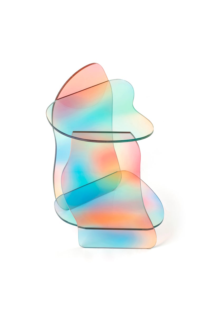 Dolmen Dichroic Sculpted Glass Side Table Tables Studio Chacha 