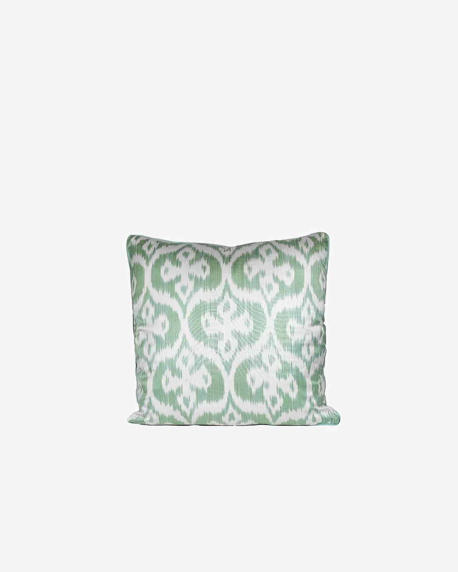 Green Silk Ikat Cushion Cushions Kushaan 