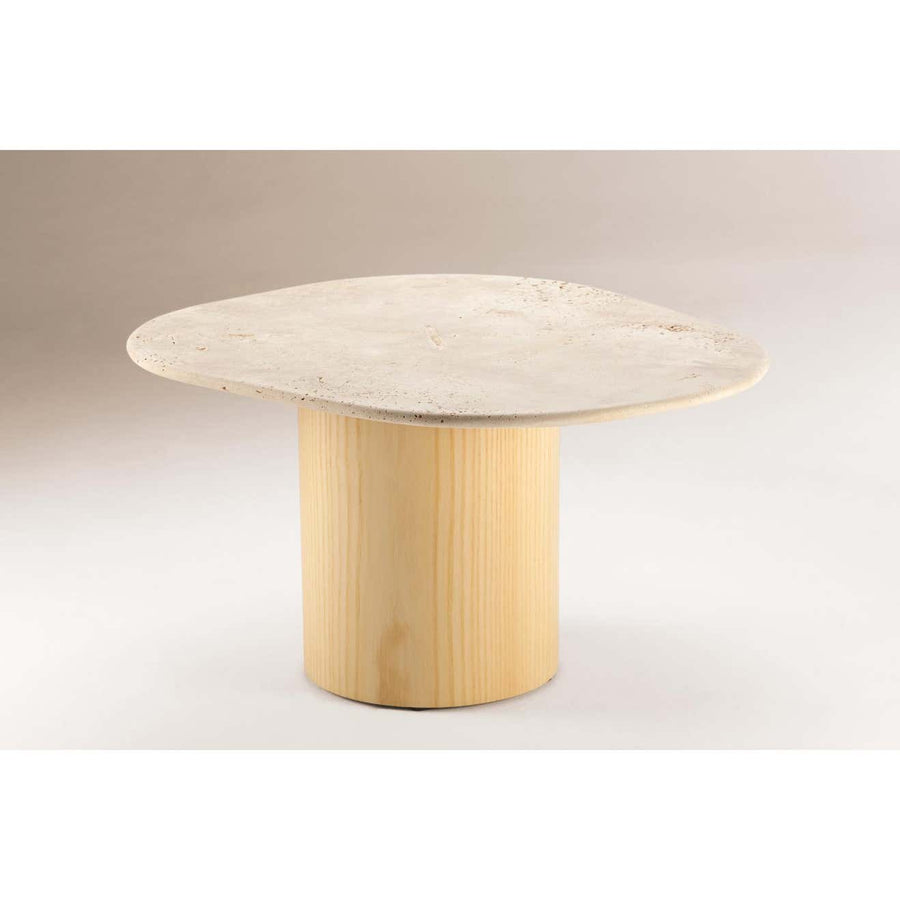 Dooq L'Anamour Wood and Travertine Side Table