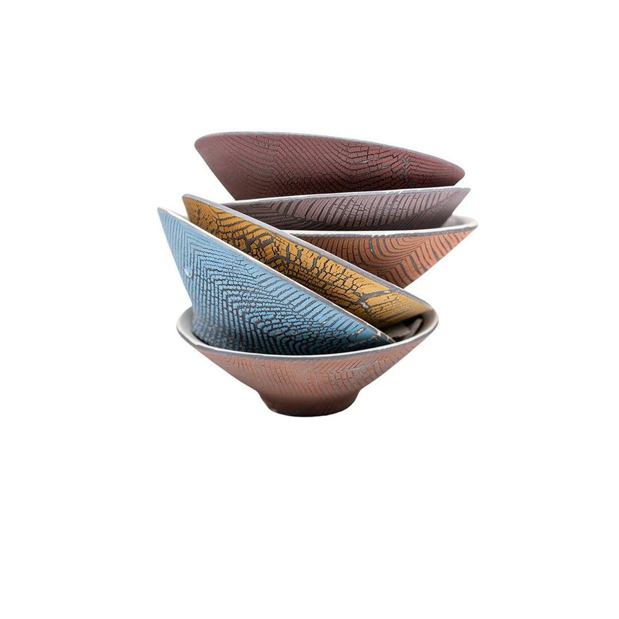 Sanghyuk Yoon Mixed Striped Ceramic Flat Bowls