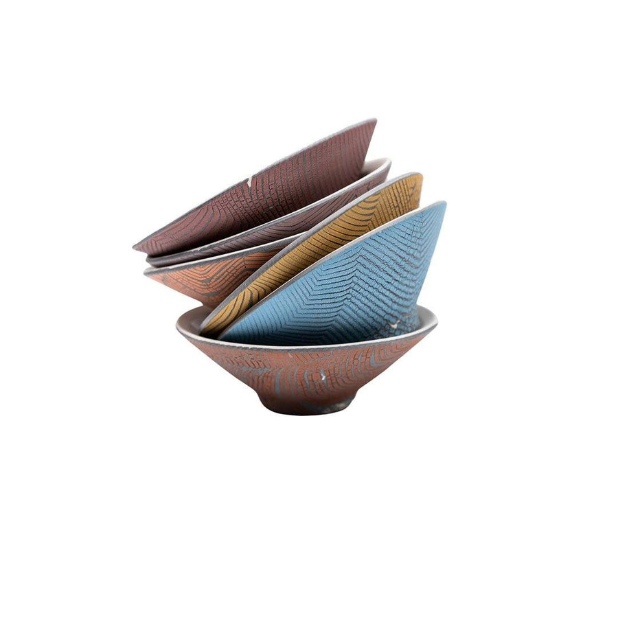 Sanghyuk Yoon Mixed Striped Ceramic Flat Bowls