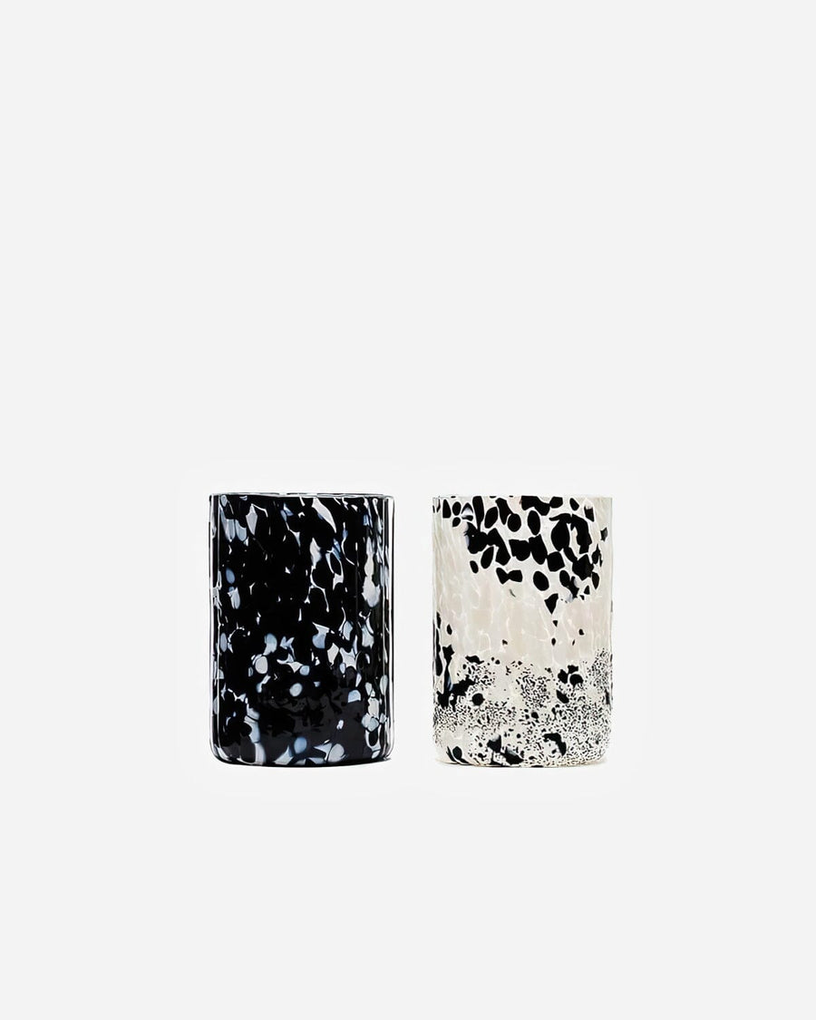 MsM Black and White Murano Tumbler Set Glasses Stories of Italy 