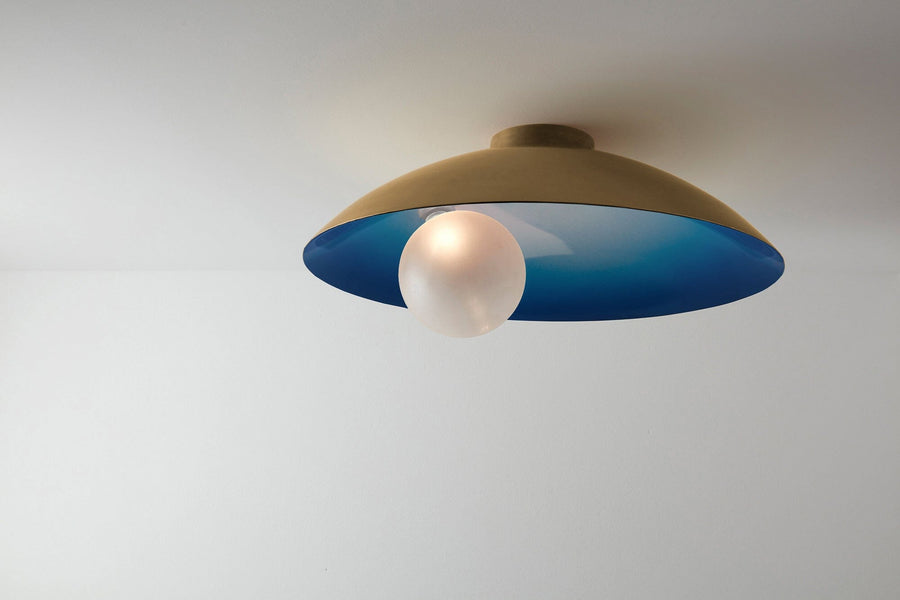 Oyster Ceiling Lamp Ceiling Lamps Carla Baz Electric Blue Brushed Brass 