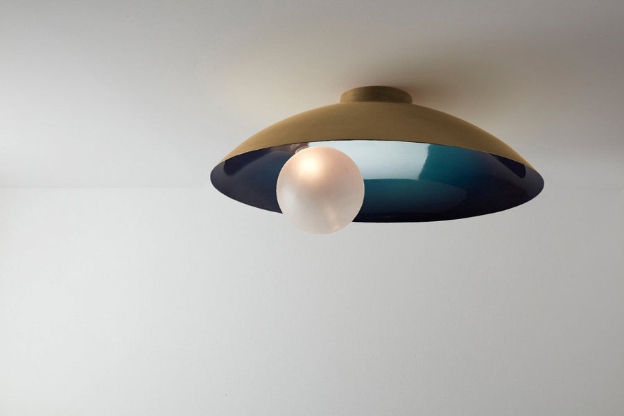 Oyster Ceiling Lamp Ceiling Lamps Carla Baz Midnight Blue Brushed Brass 