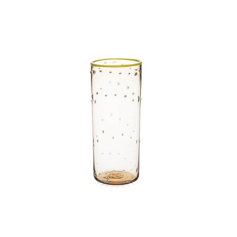 STORIES OF ITALY FUMÉ FLUTE YELLOW RIMMED WATER GLASS